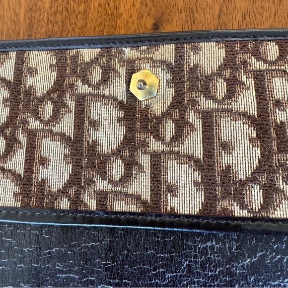 Vintage 70s Christian Dior Clutch Flap Bag Envelope Trotter Brown Logo Monogram - Picture 13 of 15